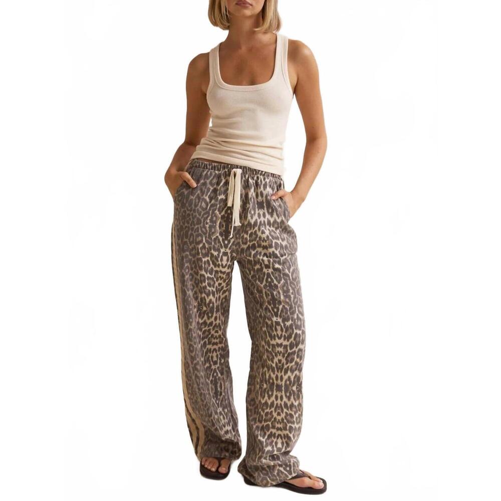 NEW ROSA CLOTHING effortless and chic stripe bar long pants in leopard - Picture 4 of 7